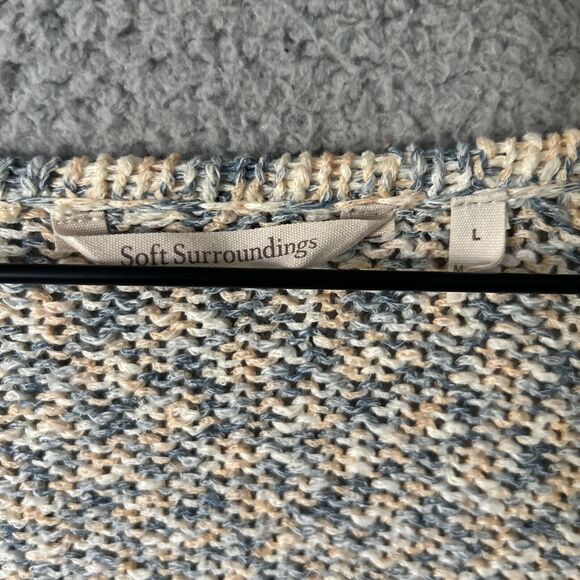 SOFT SURROUNDINGS Tie Front Sweater Womens Large Pastel Cottagecore Cardigan - Picture 3 of 11